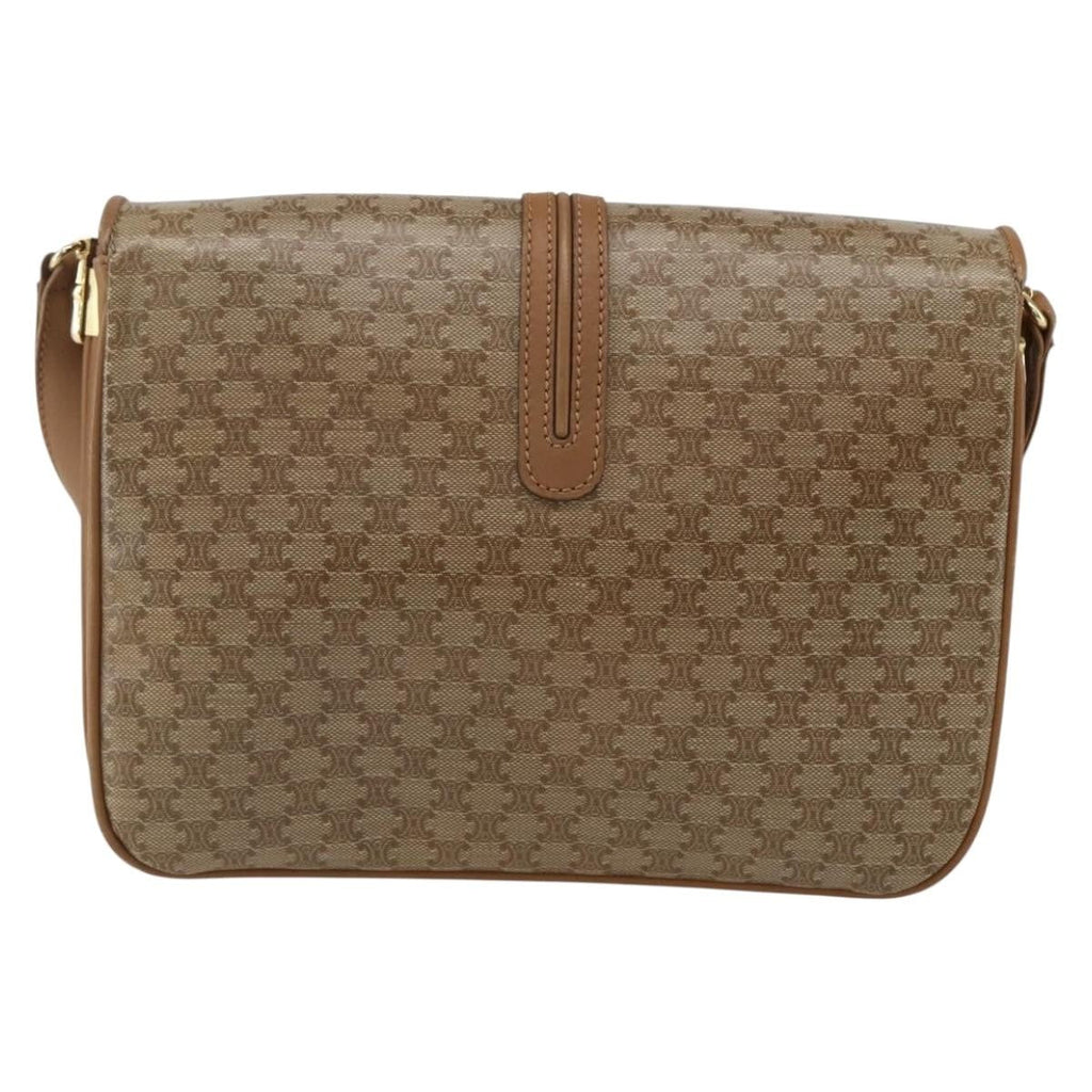Celine Vintage Macadam Shoulder Bag Canvas And Leather Beige Canvas Shoulder Bag Bag (Pre-Owned)