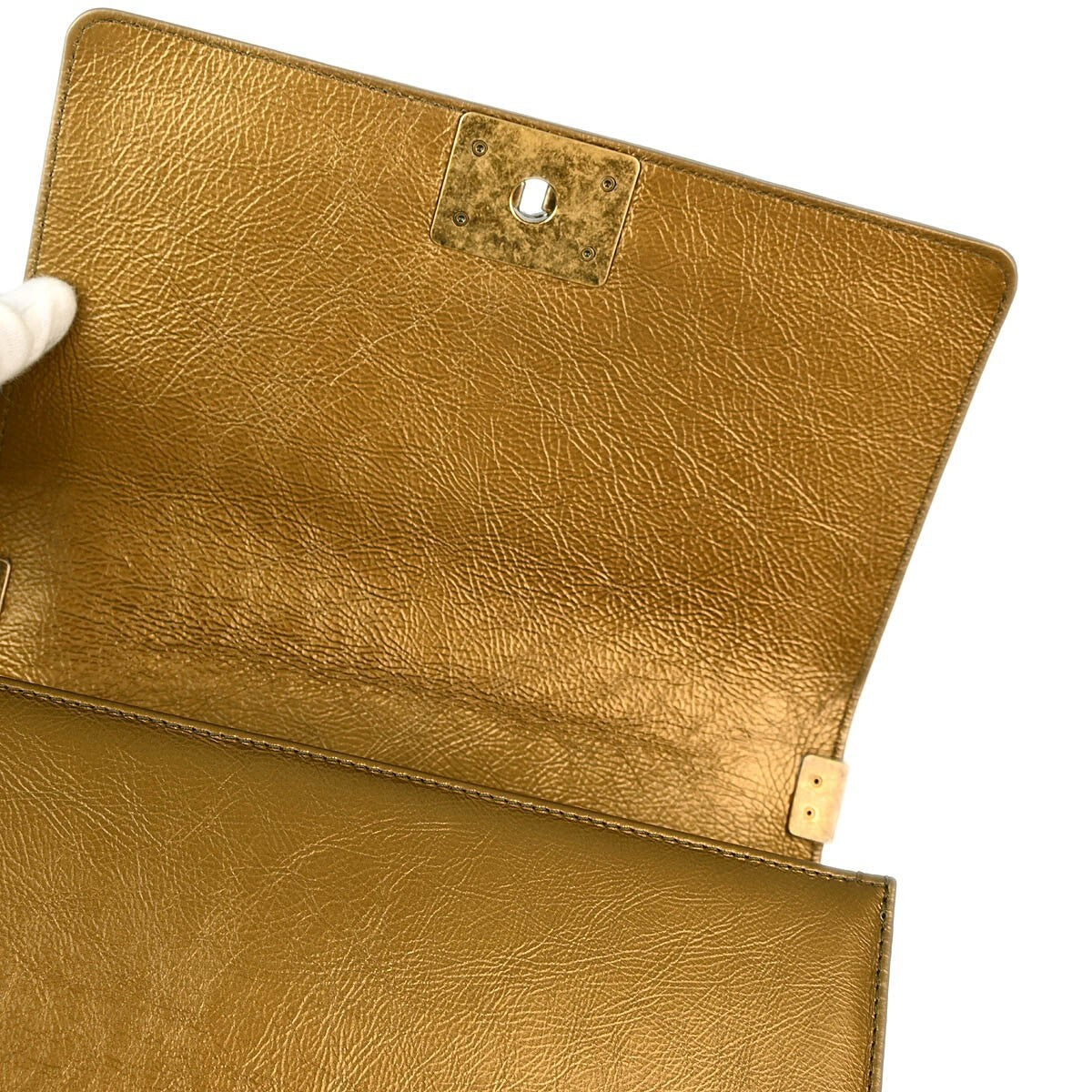 Chanel Boy Flap Bag Quilted Calfskin Gold Leather Shoulder Bag Bag (Pre-Owned)