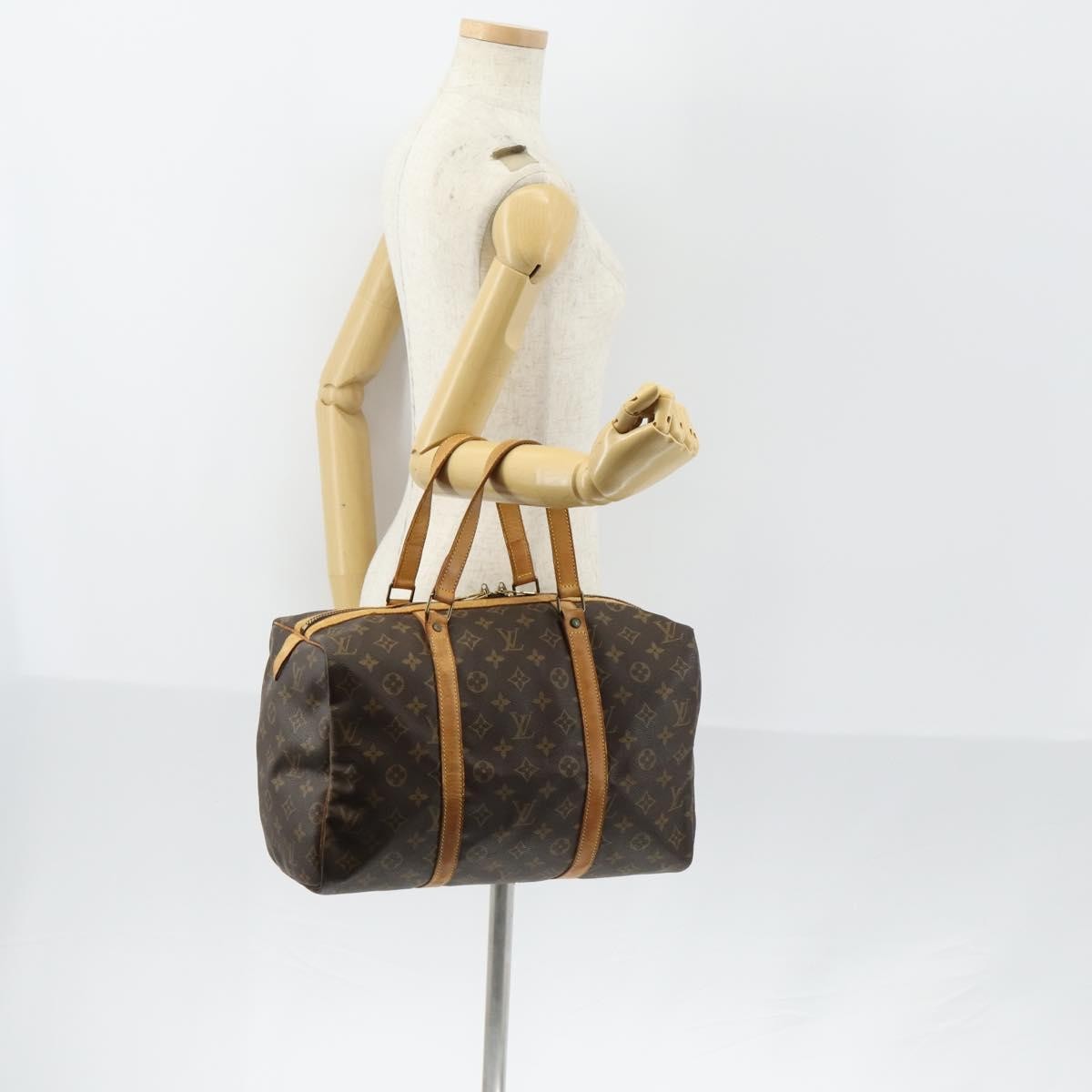 Louis Vuitton Sac Souple Handbag Monogram Canvas Brown Canvas Travel Bag Bag (Pre-Owned)