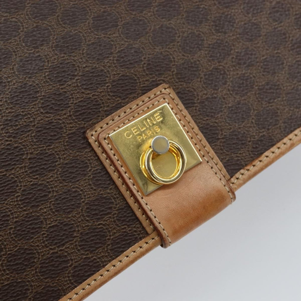 Celine Vintage Macadam Shoulder Bag Canvas And Leather Brown Canvas Shoulder Bag Bag (Pre-Owned)