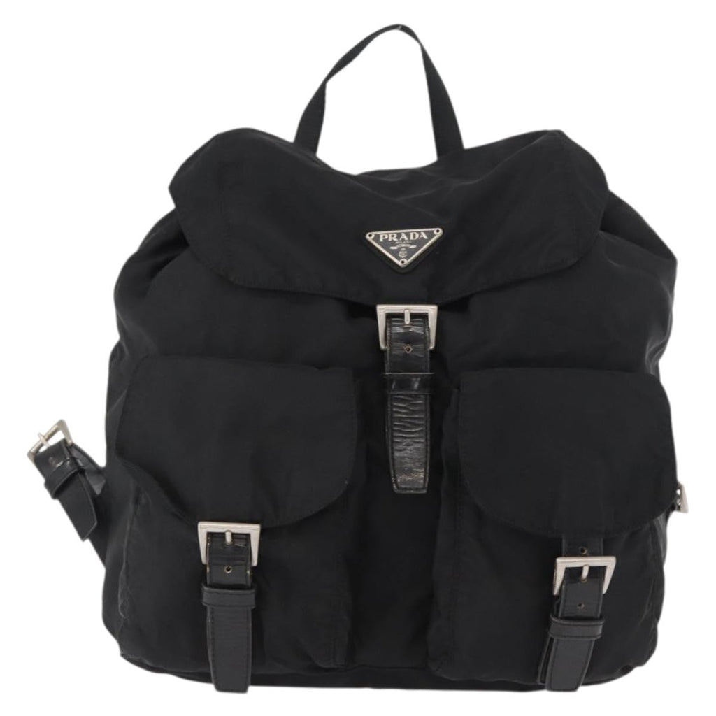 Prada Double Front Pocket Backpack Tessuto Black Nylon Backpack Bag (Pre-Owned)