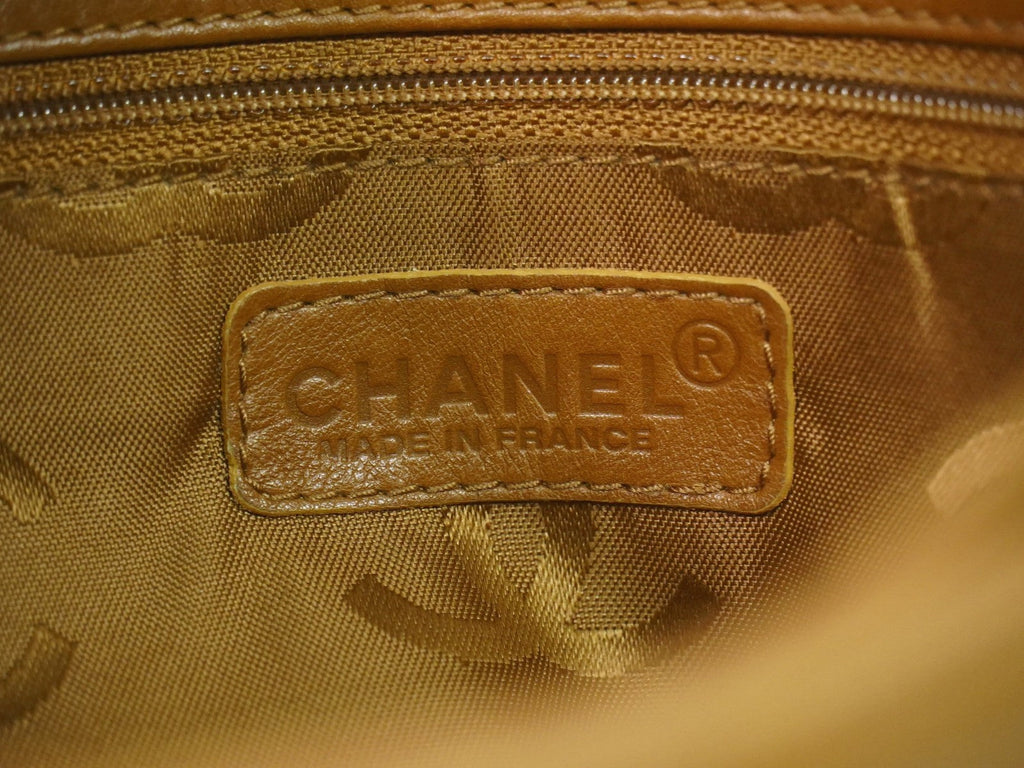 Chanel Vintage Cc Tote Leather Brown Leather Tote Bag Bag (Pre-Owned)