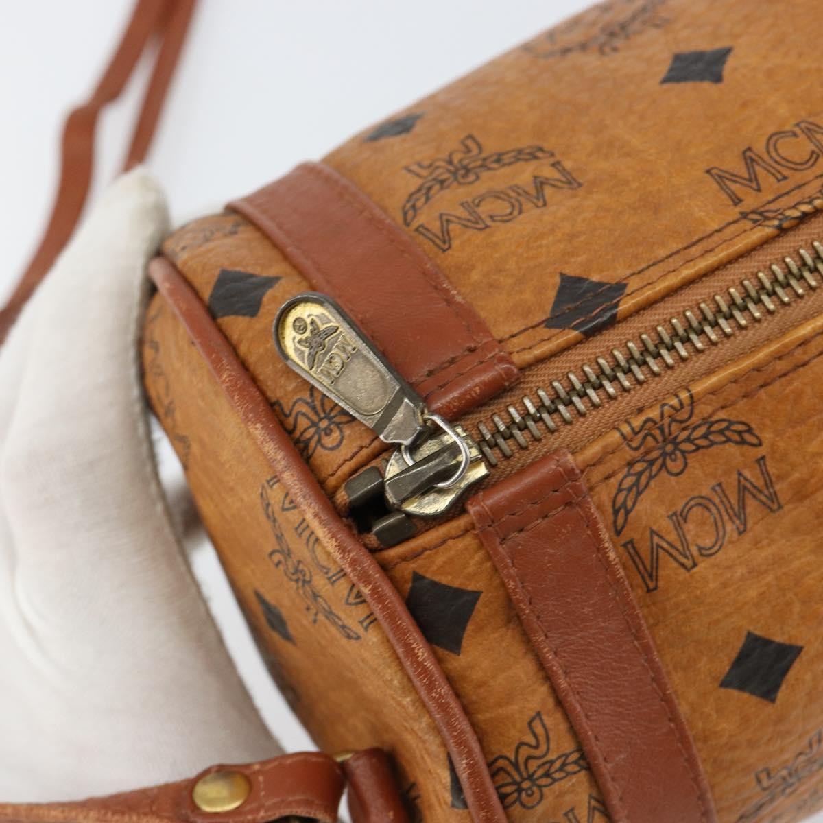 MCM Visetos Shoulder Bag Canvas And Leather Brown Canvas Shoulder Bag Bag (Pre-Owned)