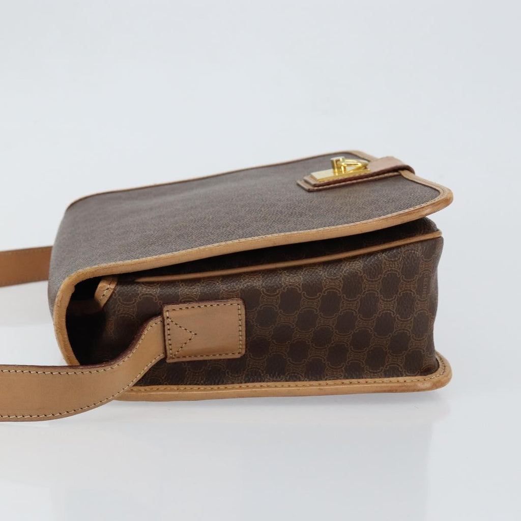 Celine Vintage Macadam Shoulder Bag Canvas And Leather Brown Canvas Shoulder Bag Bag (Pre-Owned)