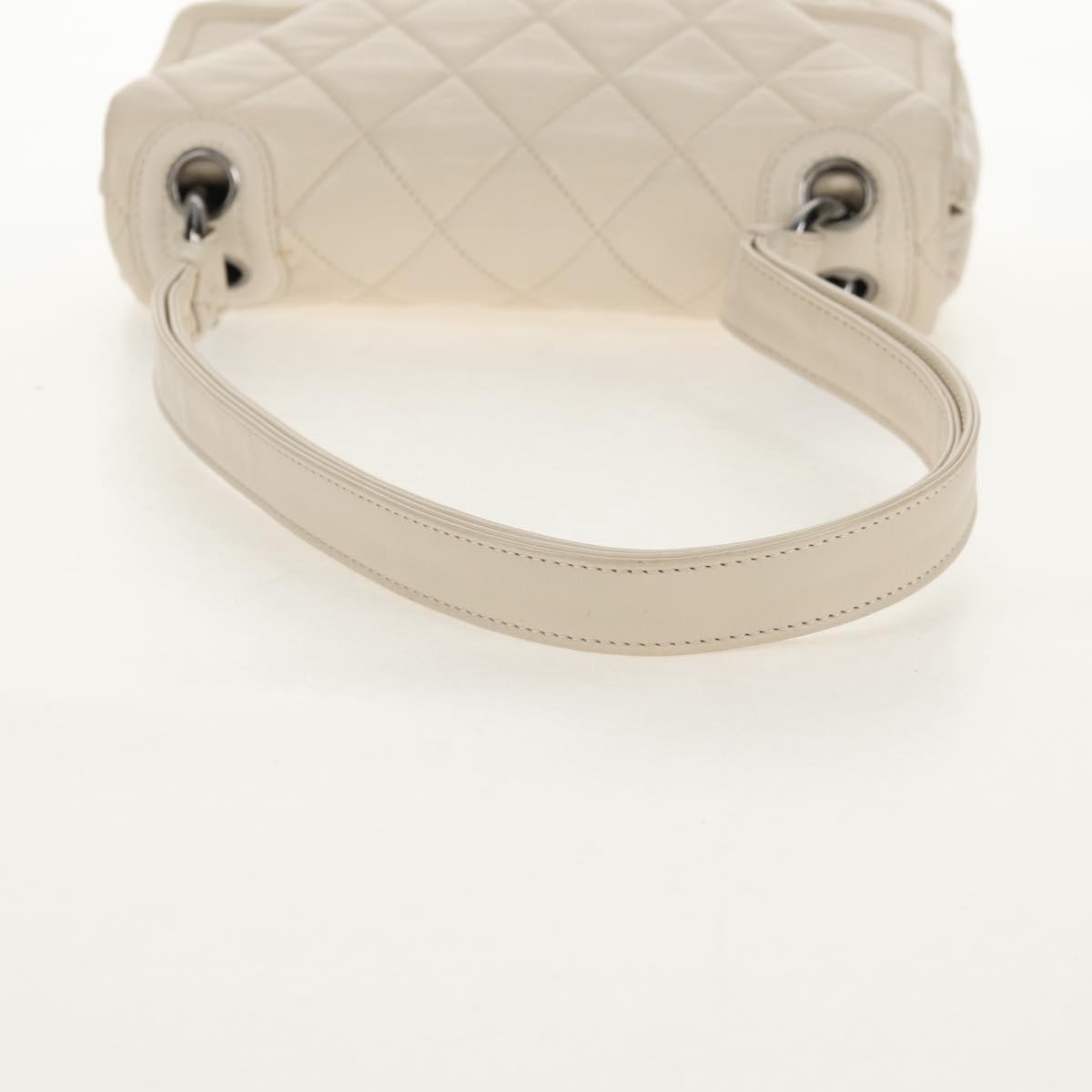 Chanel Padded Envelope Flap Bag Quilted Aged Calfskin White Leather Shoulder Bag Bag (Pre-Owned)