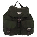 Prada Double Front Pocket Backpack Tessuto Khaki Nylon Backpack Bag (Pre-Owned)