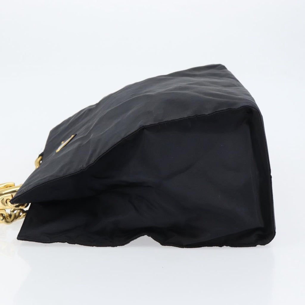 Prada Metal Handles Tote Tessuto Black Nylon Tote Bag Bag (Pre-Owned)