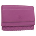 Bottega Veneta Trifold Wallet Intrecciato Leather Purple Leather Wallets Accessory (Pre-Owned)