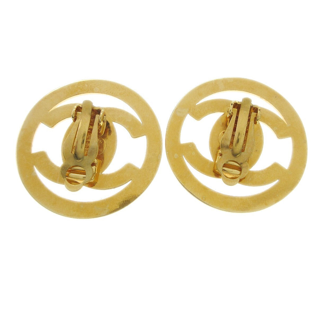 Chanel Round Cc Turnlock Clip-On Earrings Metal Gold Gold_Plated Earrings Jewelry (Pre-Owned)