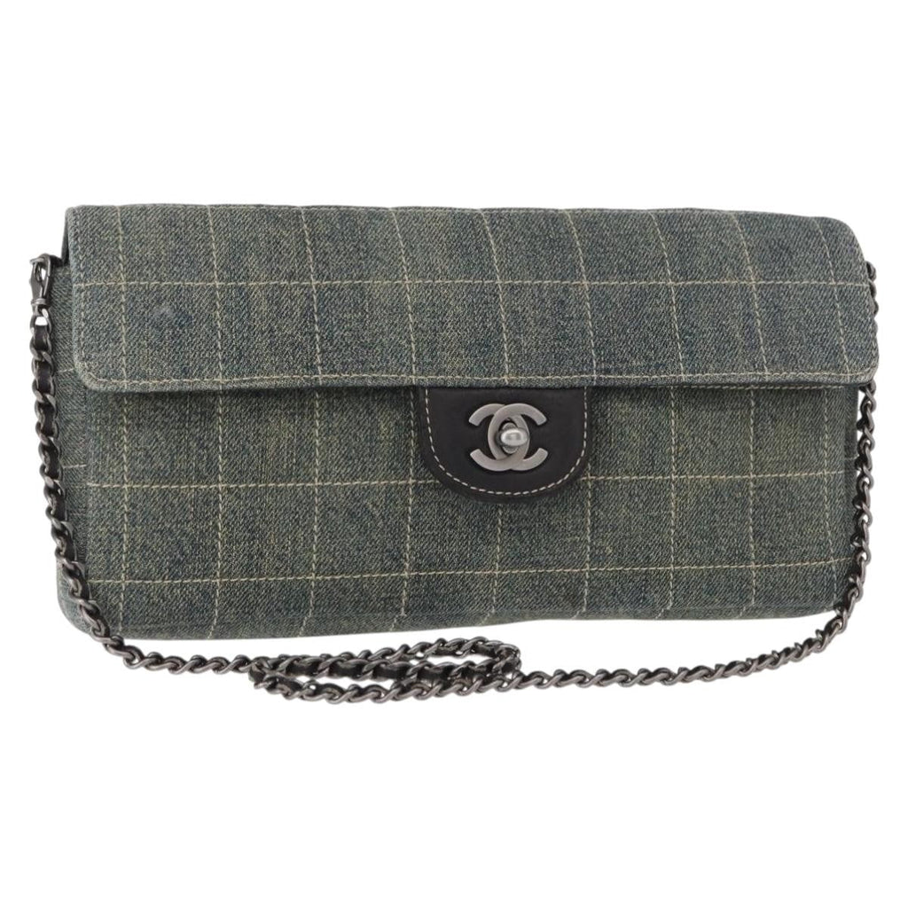 Chanel Chocolate Bar Flap Bag Quilted Denim Blue Denim_Jeans Shoulder Bag Bag (Pre-Owned)