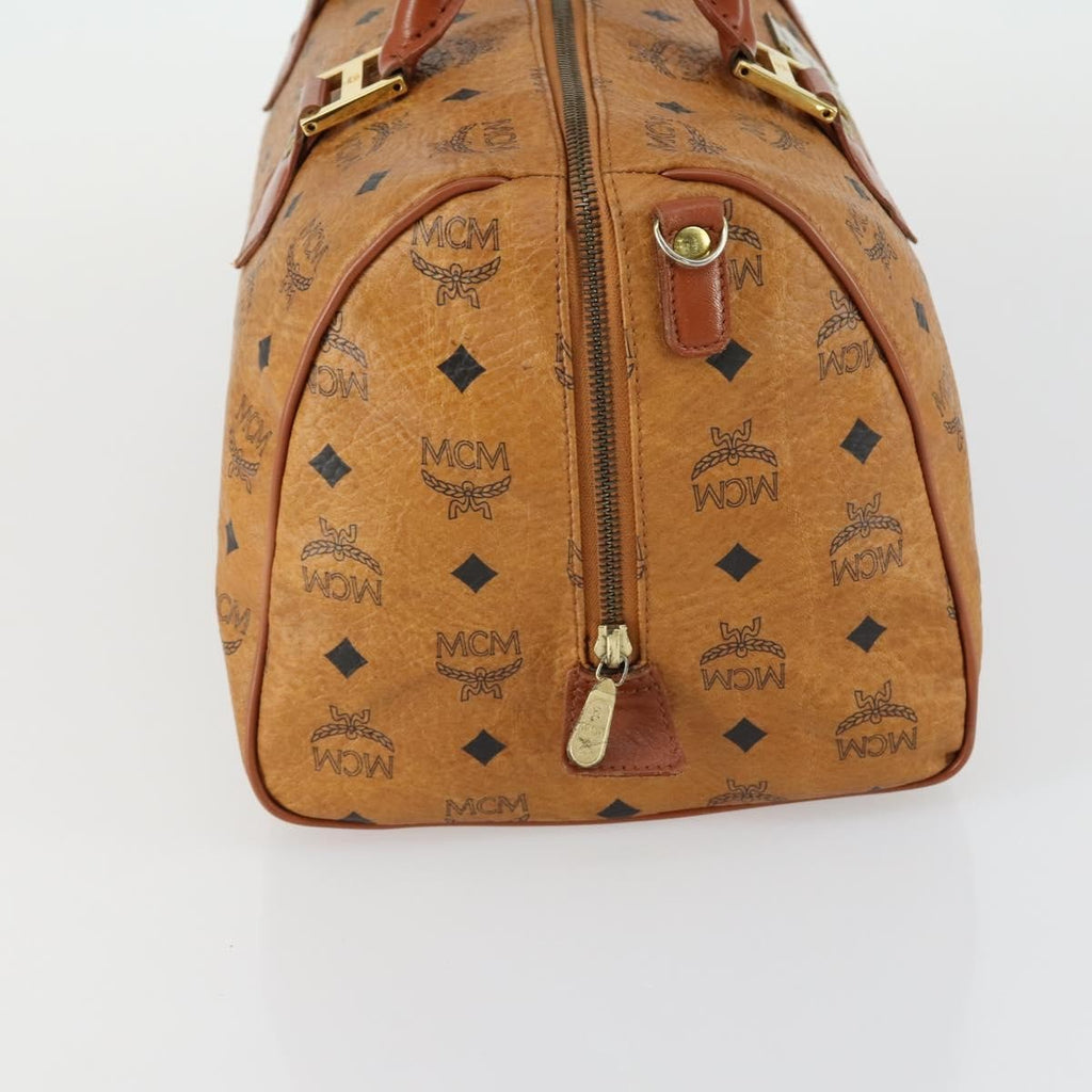 MCM Visetos Logogramme Handbag Canvas And Leather Brown Canvas Travel Bag Bag (Pre-Owned)