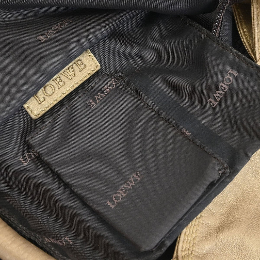 Loewe Anagram Logo Nappa Aire Hand Bag Leather Gold Leather Handbag (Pre-Owned)