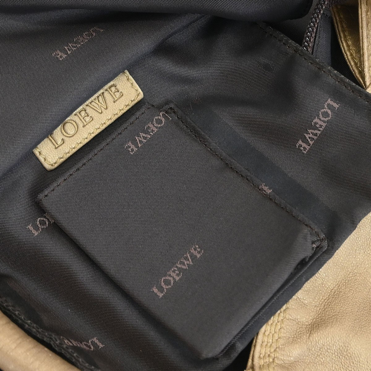 Loewe Anagram Logo Nappa Aire Hand Bag Leather Gold Leather Handbag (Pre-Owned)