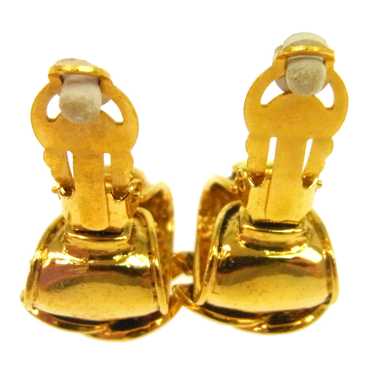 Chanel Vintage Cc Hoop Clip-On Earrings Metal Gold Gold_Plated Earrings Jewelry (Pre-Owned)