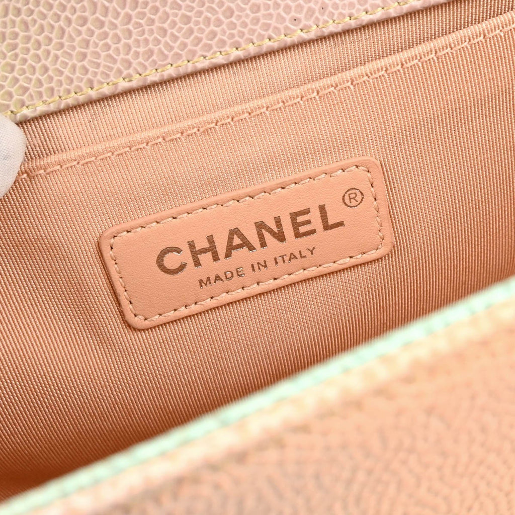 Chanel Rainbow Boy Flap Bag Quilted Painted Caviar Multicolour Leather Shoulder Bag Bag (Pre-Owned)