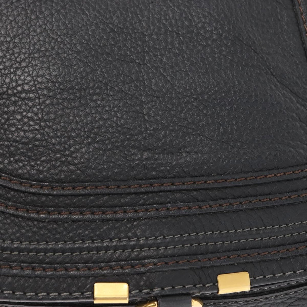 Chloe Marcie Satchel Leather Black Leather Handbag (Pre-Owned)