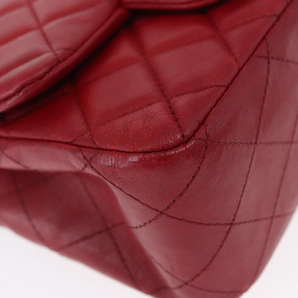 Chanel Square Classic Single Flap Bag Quilted Lambskin Red Leather Shoulder Bag Bag (Pre-Owned)