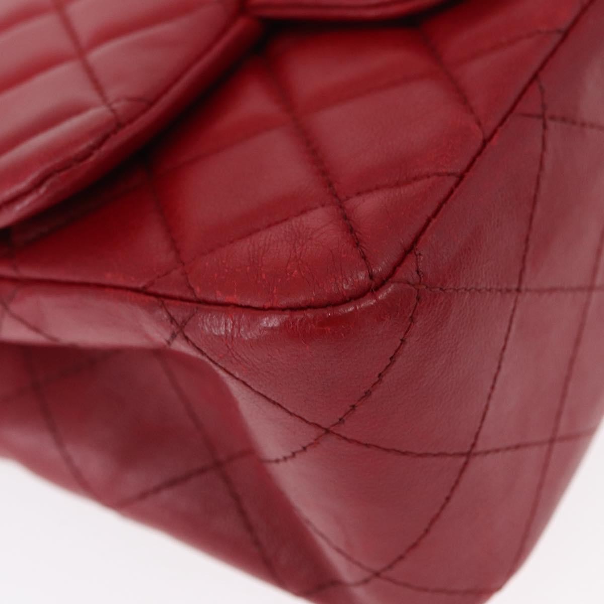 Chanel Square Classic Single Flap Bag Quilted Lambskin Red Leather Shoulder Bag Bag (Pre-Owned)