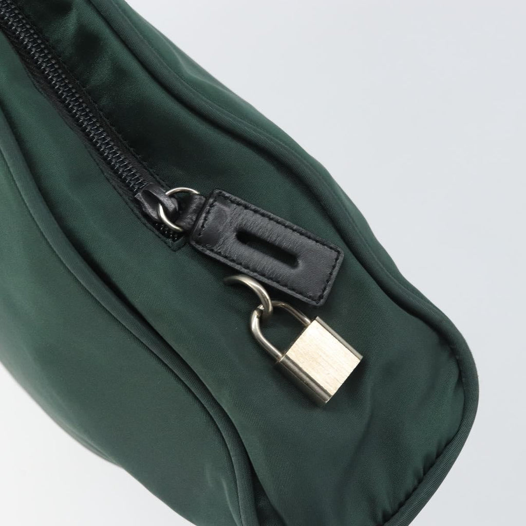 Prada Vintage Handbag Tessuto Khaki Nylon Handbag (Pre-Owned)