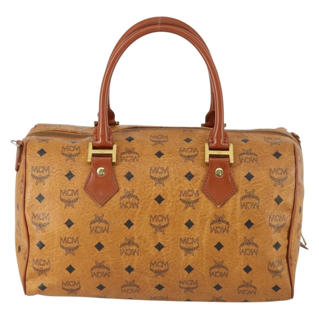 MCM Visetos Logogramme Handbag Canvas And Leather Brown Canvas Travel Bag Bag (Pre-Owned)