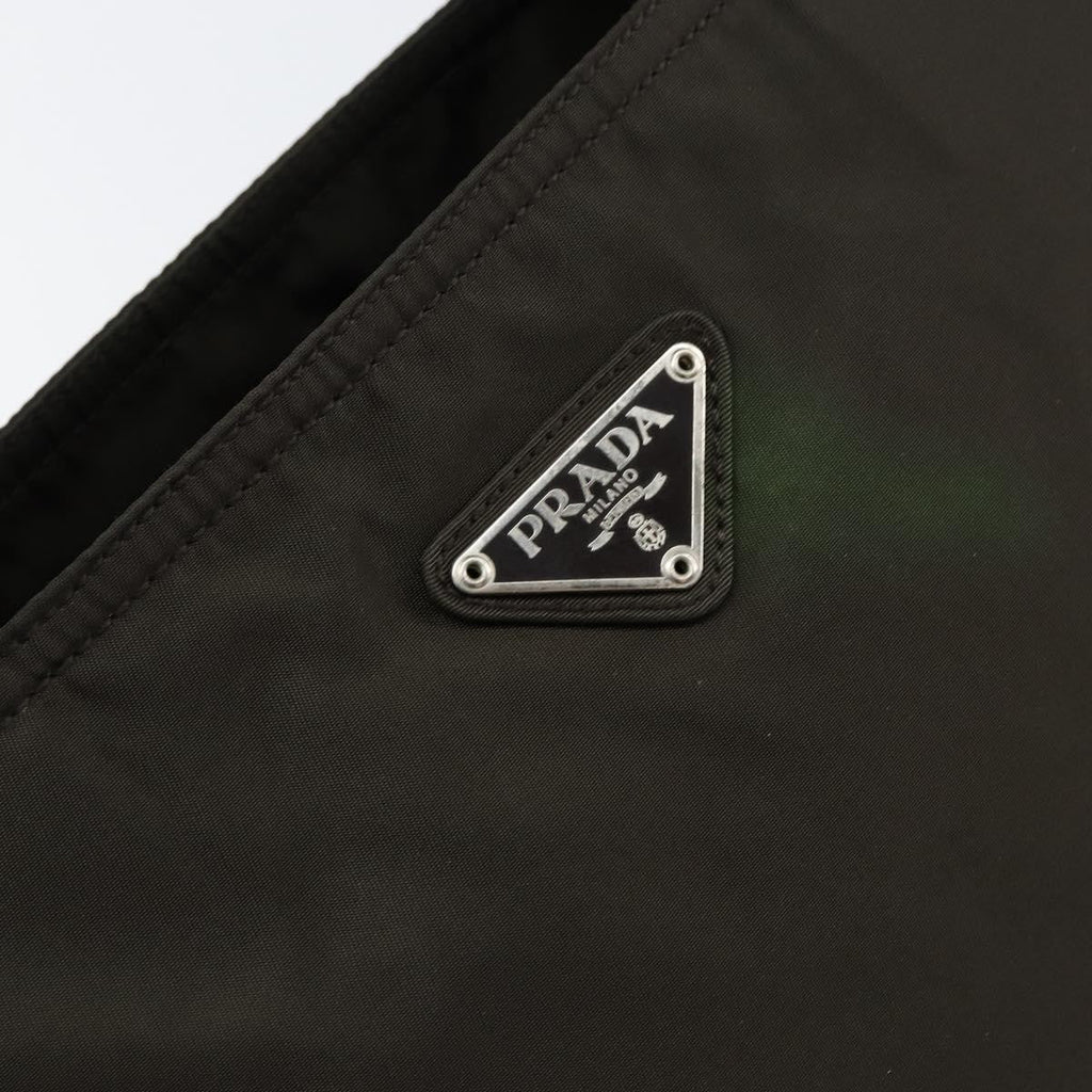 Prada Vintage Zip Tote Tessuto Khaki Nylon Tote Bag Bag (Pre-Owned)