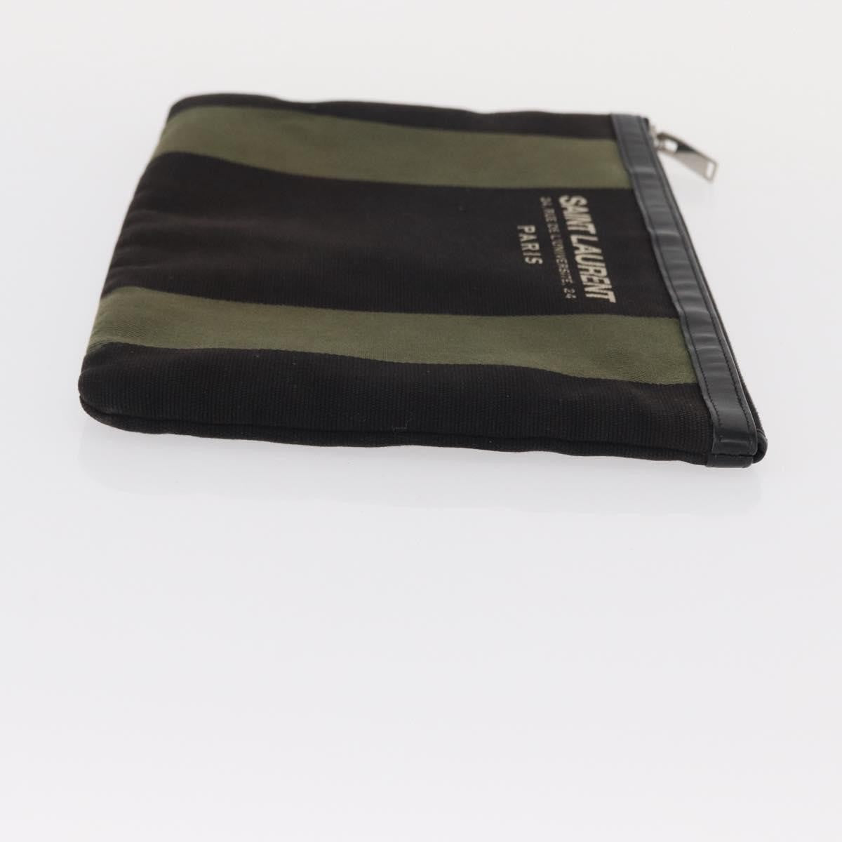 Saint Laurent Beach Zip Pouch Canvas Khaki Canvas Clutche & Pouche Bag (Pre-Owned)