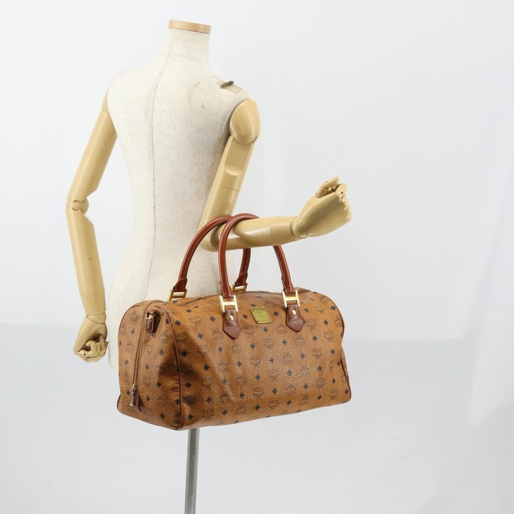MCM Vicetos Travel Bag Logogram Boston Brown Canvas Travel Bag Bag (Pre-Owned)
