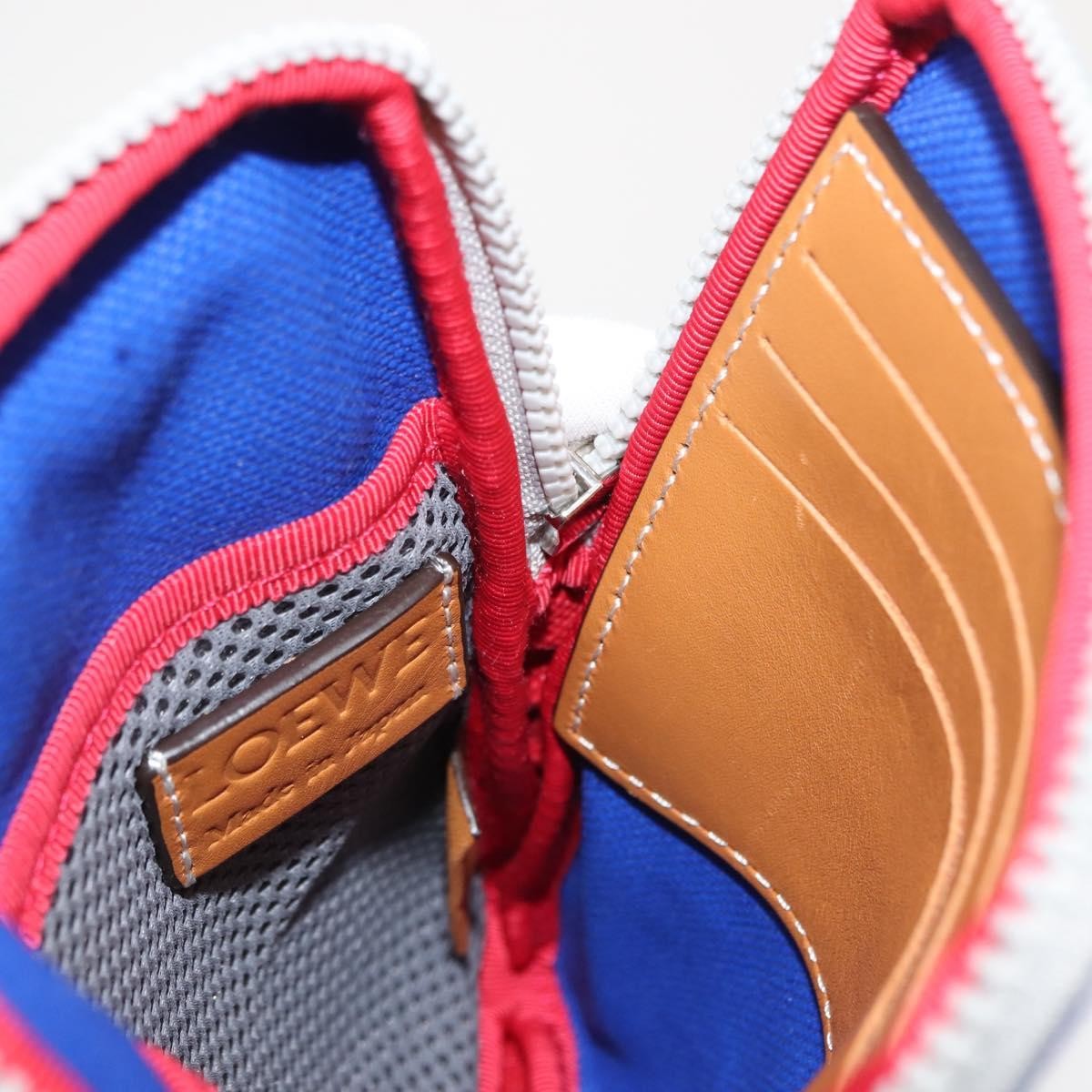 Loewe Eye/Loewe/Nature Zip Neck Pouch Canvas With Applique Blue Canvas Clutche & Pouche Bag (Pre-Owned)