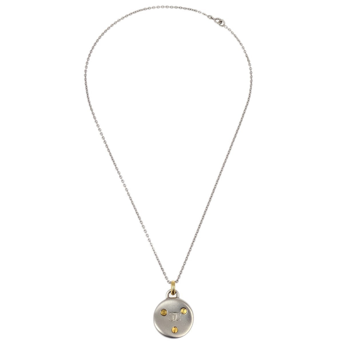 Chanel Medallion Pendant Necklace Metal Silver Silver_Plated Jewelry (Pre-Owned)