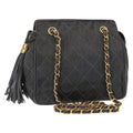 Chanel Vintage Chain Shoulder Bag Quilted Satin Gray Satin Shoulder Bag Bag (Pre-Owned)