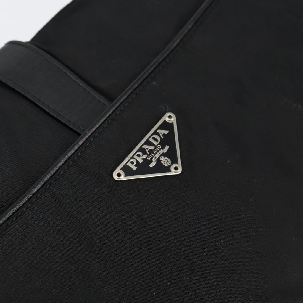 Prada Vintage Shoulder Bag Leather Black Leather Shoulder Bag Bag (Pre-Owned)