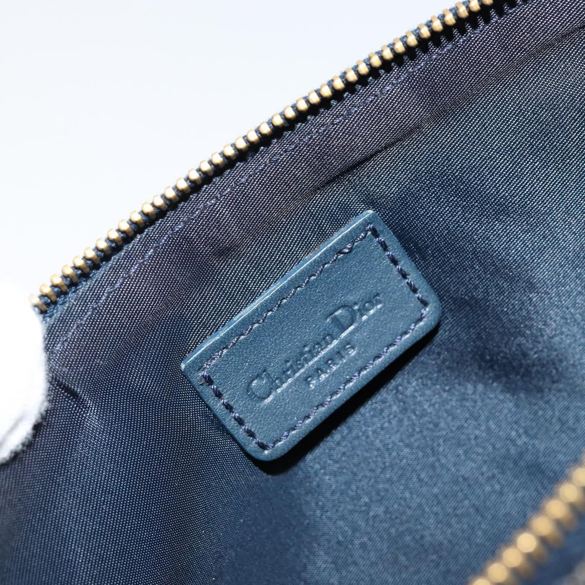 Christian Dior Vintage Saddle Bag Diorissimo Canvas Navy Canvas Clutche & Pouche Bag (Pre-Owned)