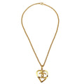 Chanel Cc Heart Pendant Necklace Metal Gold Gold_Plated Necklace Jewelry (Pre-Owned)