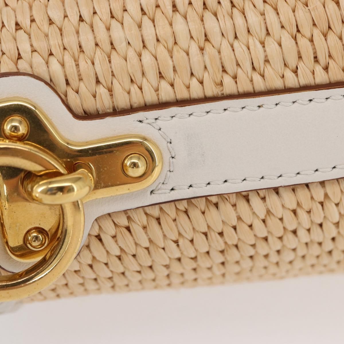 Prada Bucket Bag Woven Raffia With Leather Beige Leather Shoulder Bag Bag (Pre-Owned)