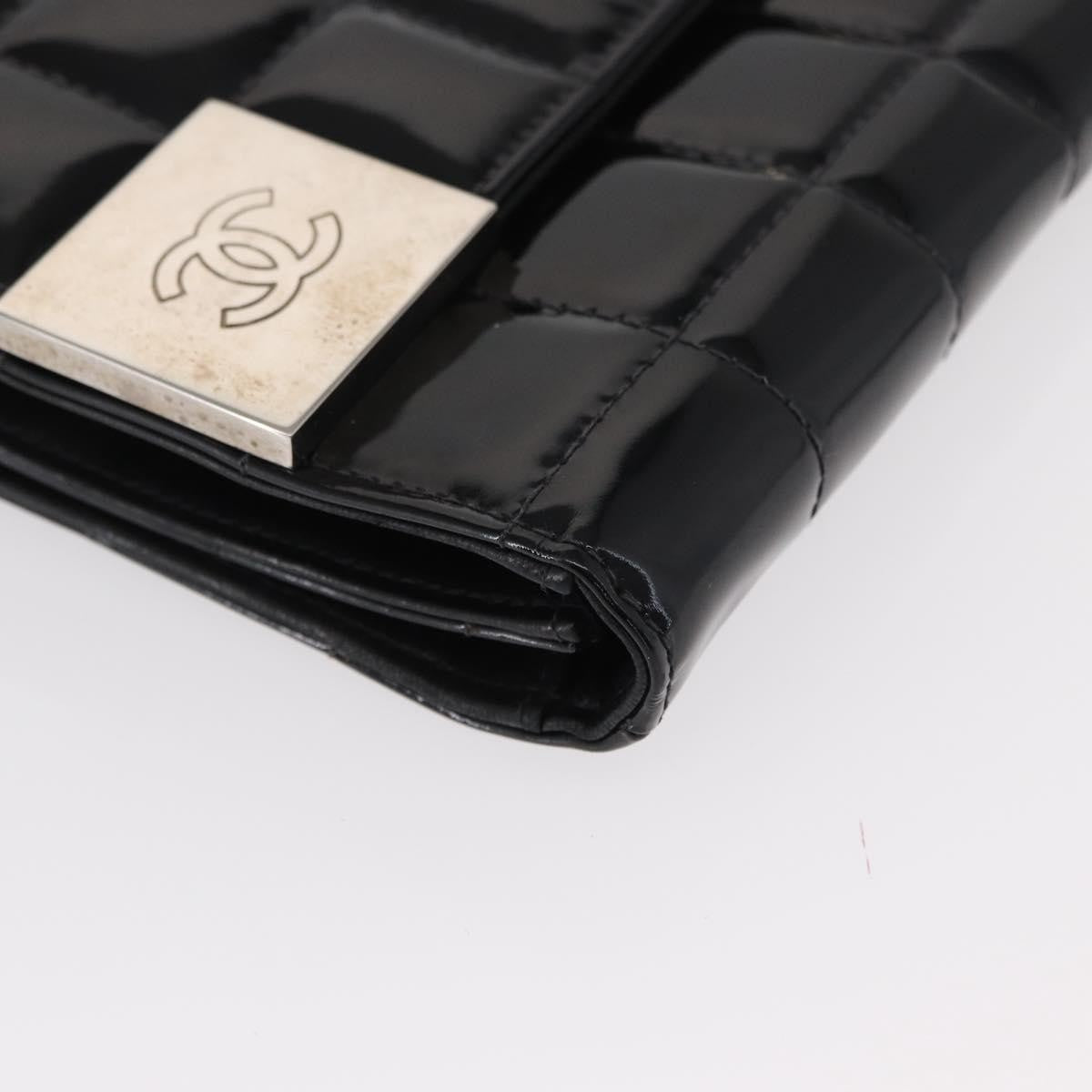 Chanel Chocolate Bar Chain Clutch Quilted Patent Black Patent_Leather Clutche & Pouche Bag (Pre-Owned)