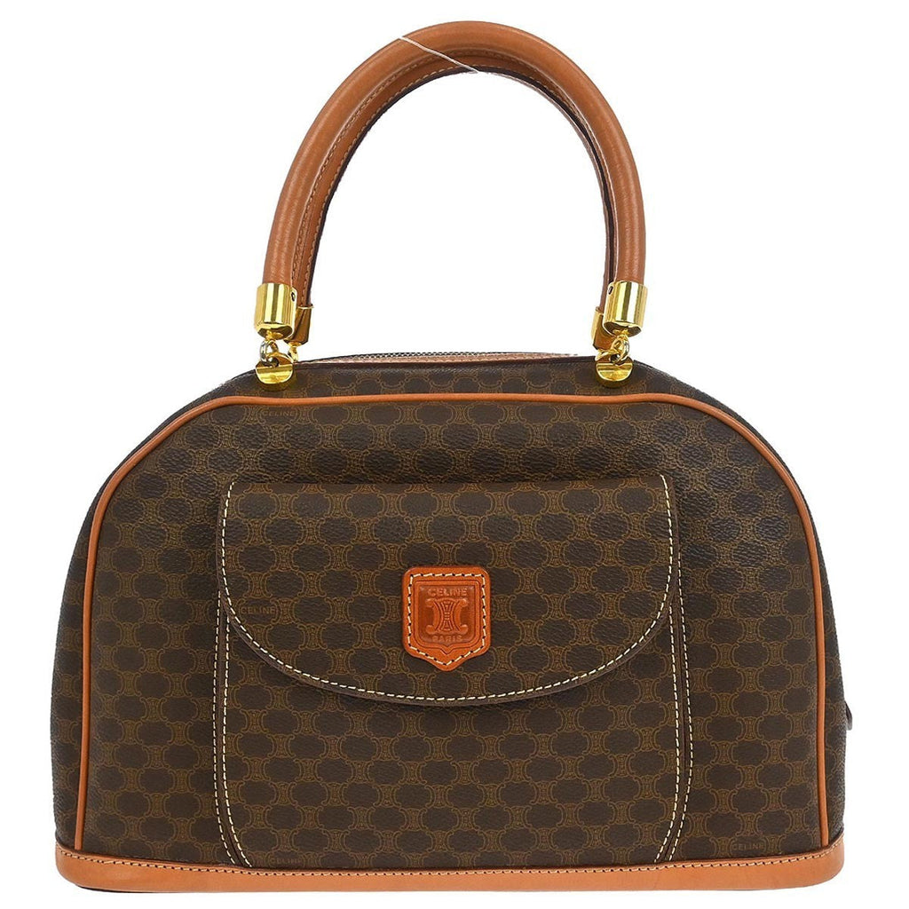 Celine Vintage Macadam Handbag Canvas And Leather Brown Canvas Handbag (Pre-Owned)