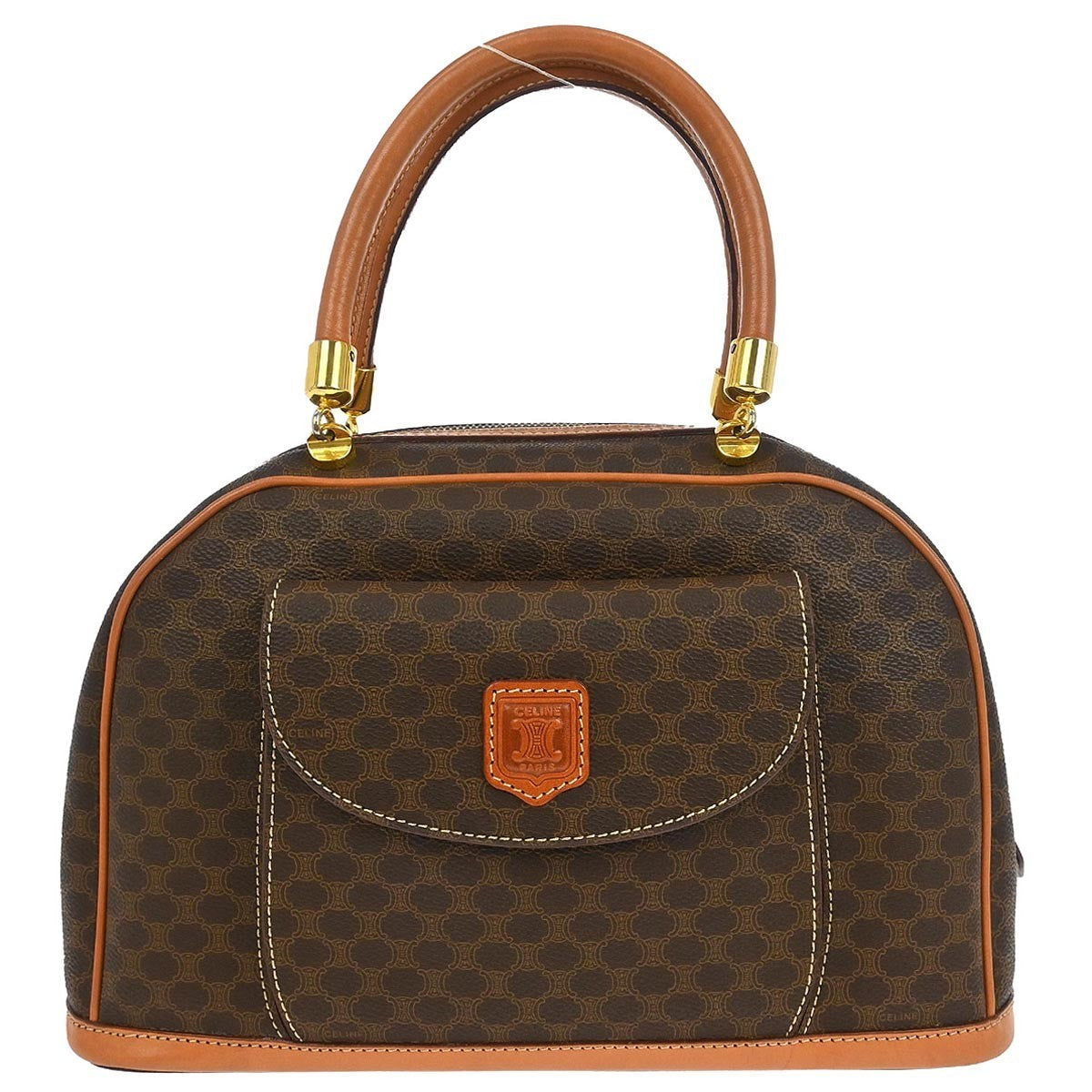Celine Vintage Macadam Handbag Canvas And Leather Brown Canvas Handbag (Pre-Owned)