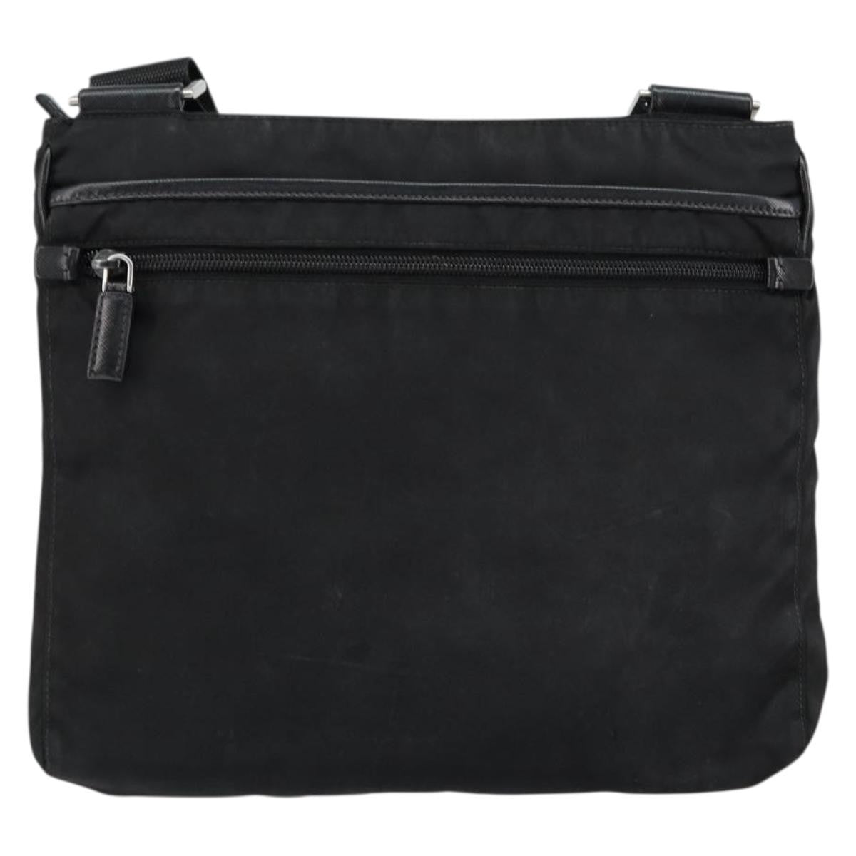 Prada Flat Messenger Bag Tessuto Black Nylon Shoulder Bag Bag (Pre-Owned)