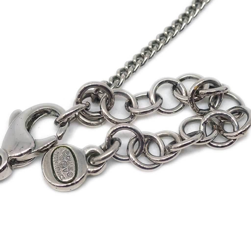 Chanel Cc Cluster Drop Pendant Necklace Metal With Crystals Silver Silver_Plated Necklace Jewelry (Pre-Owned)