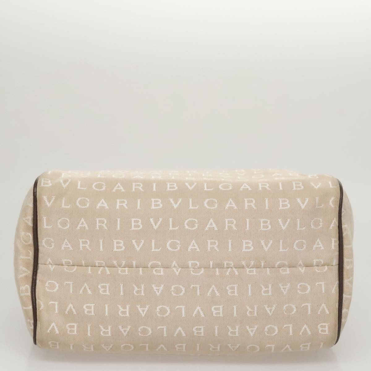 Bvlgari Logomania Handbag Canvas Beige Canvas Handbag (Pre-Owned)