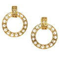 Chanel Cut-Out Cc Hoop Drop Clip-On Earrings Metal Gold Gold_Plated Earrings Jewelry (Pre-Owned)