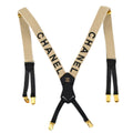 Chanel Logo Suspenders Canvas Beige Canvas Belts Accessory (Pre-Owned)