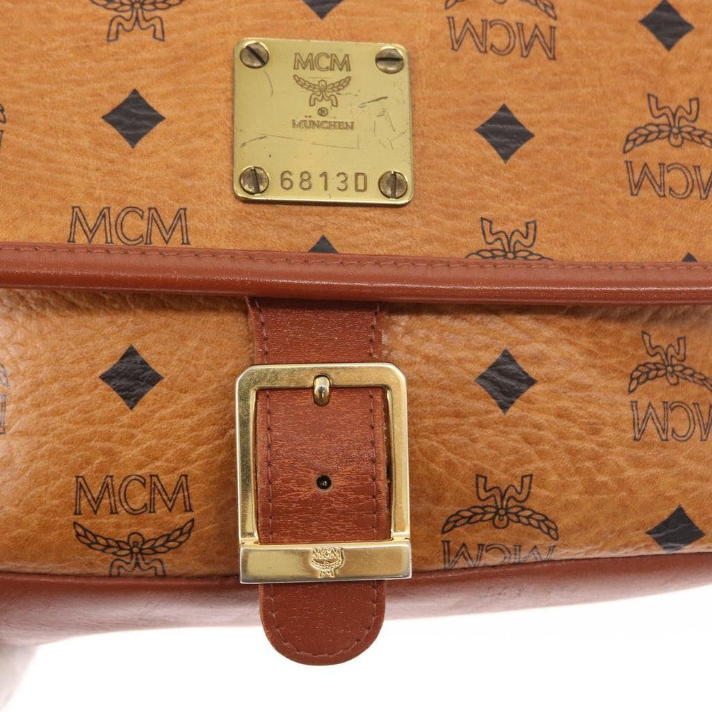 MCM Visetos Shoulder Bag Canvas And Leather Brown Canvas Shoulder Bag Bag (Pre-Owned)