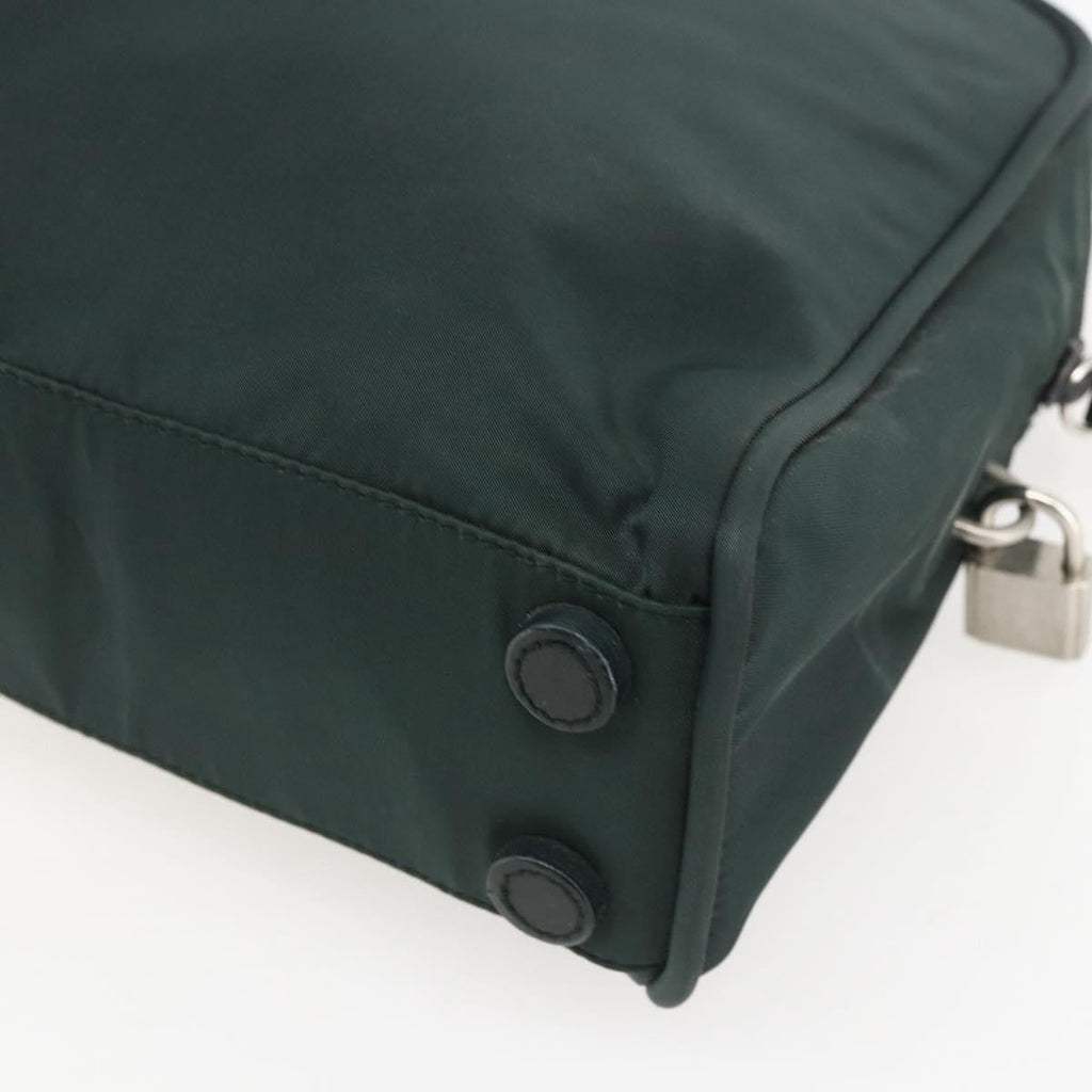 Prada Bowling Shoulder Bag Tessuto Green Nylon Handbag (Pre-Owned)