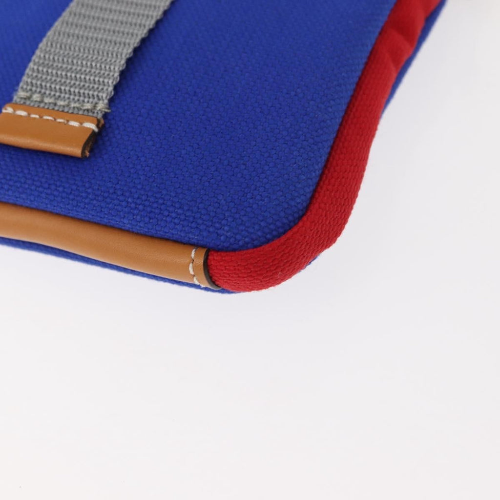 Loewe Eye/Loewe/Nature Zip Neck Pouch Canvas With Applique Blue Canvas Clutche & Pouche Bag (Pre-Owned)