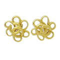 Chanel Vintage Cc Flower Clip-On Earrings Metal Gold Gold_Plated Earrings Jewelry (Pre-Owned)