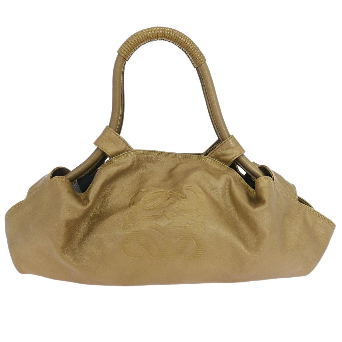 Loewe Anagram Logo Nappa Aire Hand Bag Leather Gold Leather Handbag (Pre-Owned)