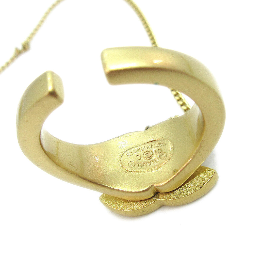 Chanel Logo Bangle With Chain Attached Cc Ring Metal With Crystal Gold Gold_Plated Bracelet Jewelry (Pre-Owned)