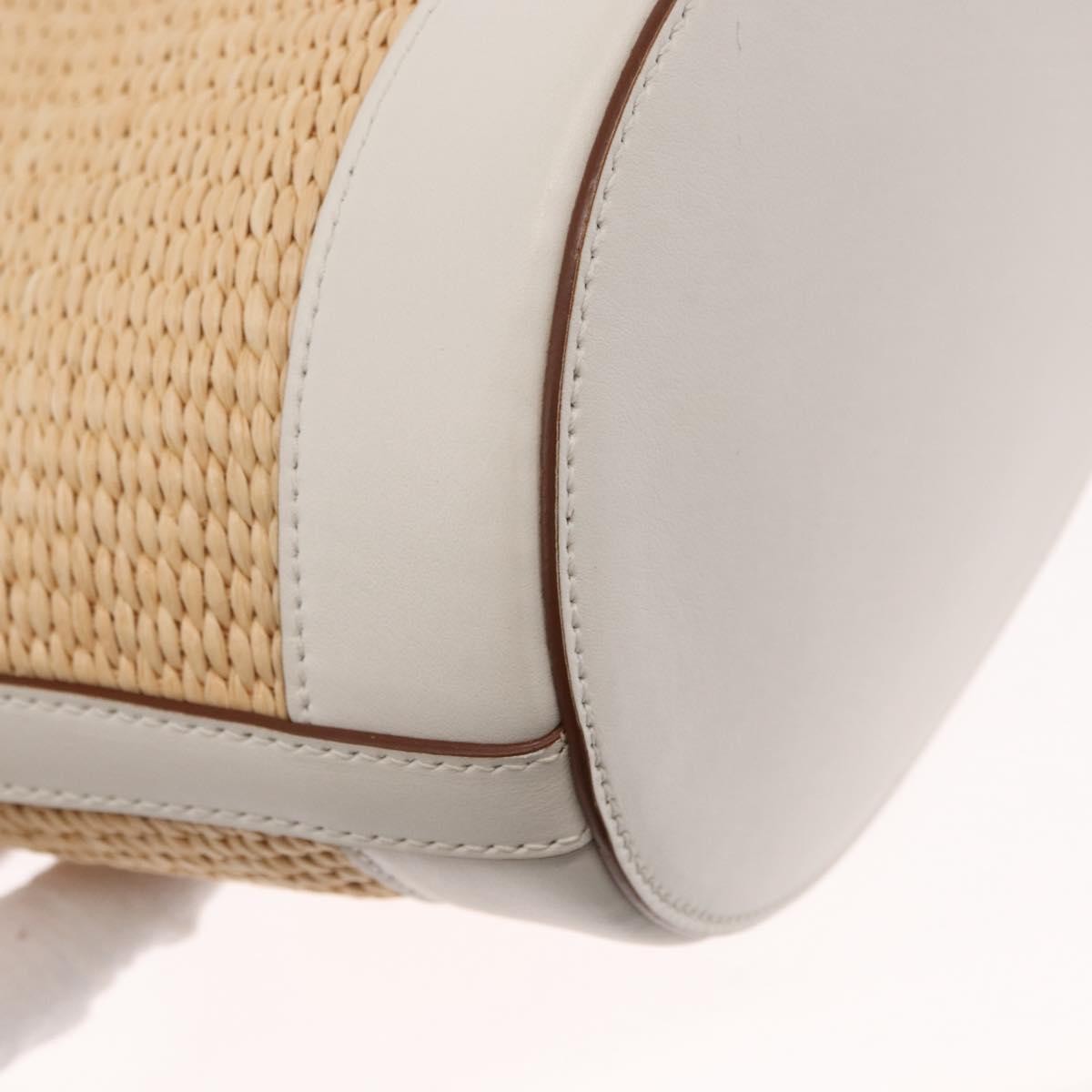 Prada Bucket Bag Woven Raffia With Leather Beige Leather Shoulder Bag Bag (Pre-Owned)