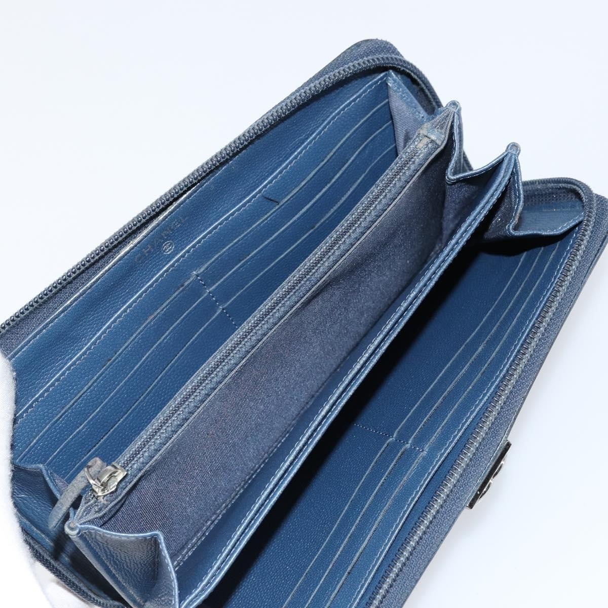 Chanel Boy Yen Wallet Quilted Lambskin Navy Leather Wallets Accessory (Pre-Owned)